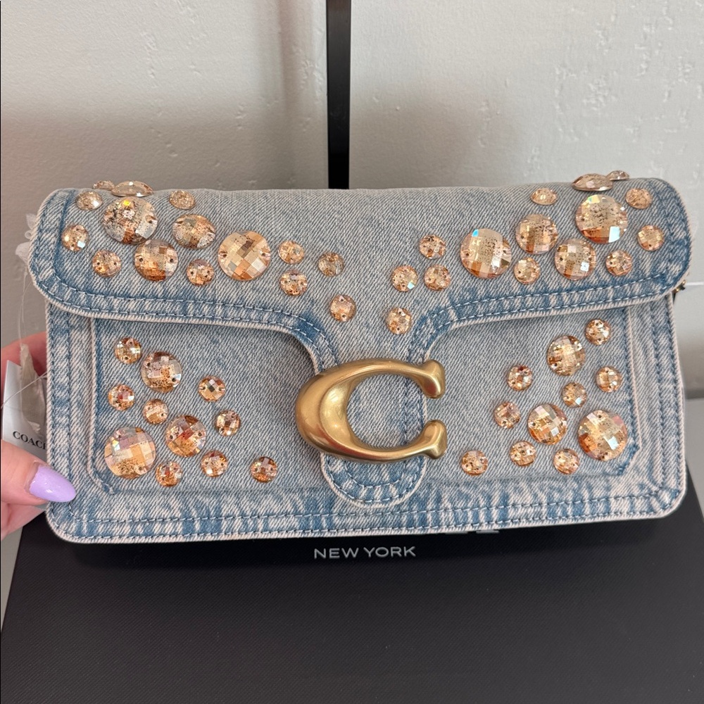 Coach Denim Crystal Tabby Shoulder Bag - Picture 3 of 7